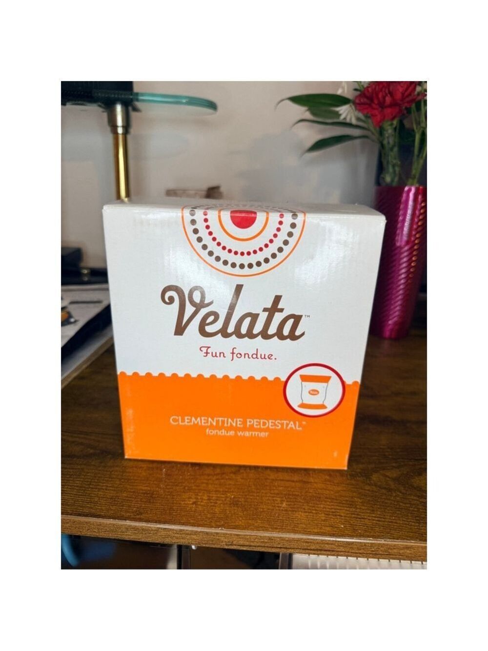 Velata fun fondue clementine pedestal BNIB orange